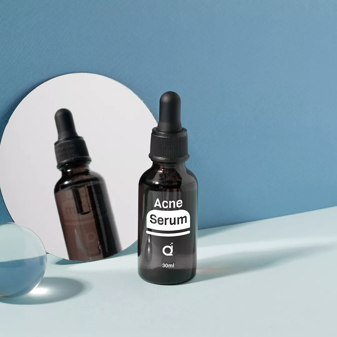 Maklon acne serum Dreamlab – botol serum hitam 30ml dengan label putih